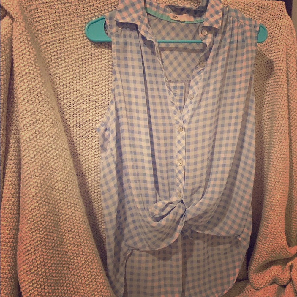 Blue and white checkered tank top